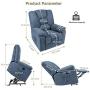 oneinmil Electric Power Lift Recliner Chair, Linen Recliners for Elderly, Home Sofa Chairs with Heat & Massage, Remote Control, 3 Positions, 2 Side Pockets and USB Ports, Blue Grey