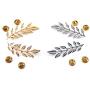 yueton?2 Pairs Metal Golden and Silver Leaves Brooch Suit Shirt Collar Decoration Parts