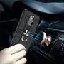 TJS Phone Case Compatible with LG Aristo 4,Aristo 4 Plus +,Escape Plus,K30 2019,Arena 2,X2 2019,Tribute Royal, [Full Coverage Tempered Glass Screen Protector] Metal Ring Magnetic Support (Black)