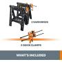 WORX Clamping Sawhorse Pair with Bar Clamps, Built-in Shelf and Cord Hooks – WX065