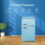 Galanz GLR31TBEER Retro Compact Refrigerator, Mini Fridge with Dual Doors, Adjustable Mechanical Thermostat with True Freezer, 3.1 Cu.Ft, Blue