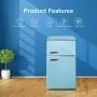 Galanz GLR31TBEER Retro Compact Refrigerator, Mini Fridge with Dual Doors, Adjustable Mechanical Thermostat with True Freezer, 3.1 Cu.Ft, Blue