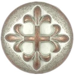 Bezelry 10 Pieces Baroque Cross Metal Shank Buttons. 20mm (3/4 inch) (Copper White Patina)