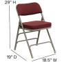 Flash Furniture 2 Pack HERCULES Series Premium Curved Triple Braced & Double Hinged Burgundy Fabric Metal Folding Chair