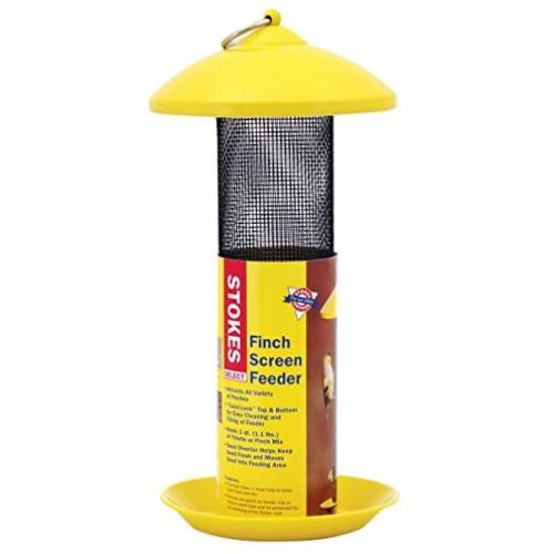 Stokes Select 38171 Finch Screen Bird Feeder with Metal Roof, Yellow, 1.1 lb Seed Capacity