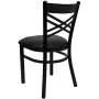 Flash Furniture 4 Pack HERCULES Series Black X Back Metal Restaurant Chair - Black Vinyl Seat