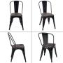 COSTWAY 18 Inch Dining Chair Set of 4, Industrial Vintage Stackable Metal Stools, Counter Bar Stools with High Backrest, Wood Seat, for Home, Kitchen and Cafe Bar Use