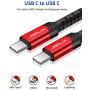 USB C to USB C 60W Fast Charging Cable, JSAUX[2-Pack 6.6ft] Type C Charger Cord Compatible with Samsung Galaxy S21 /S20 /Note 20 10, MacBook Air/Pro 13, iPad Air/Pro 2020, Google Pixel 3/4, etc- Red