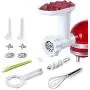 Antree Meat Grinder Attachment For KitchenAid Stand Mixers Includes 2 Plates 2 Grind Blades 2 Sausage Filler Tubes, and 1 Cleaning Brush, Easy To Use Food Grinder Attachment For KitchenAid - White