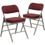 Flash Furniture 2 Pack HERCULES Series Premium Curved Triple Braced & Double Hinged Burgundy Fabric Metal Folding Chair