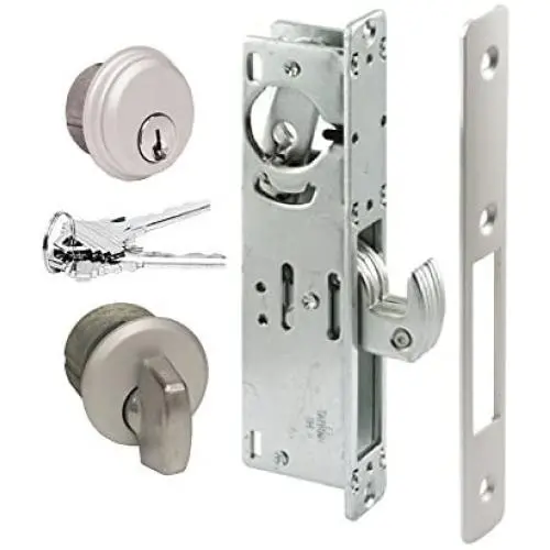 Pacific Doorware Storefront Door Mortise Lock Hook Deadbolt & Cylinder Combo, Adams Rite Cam, in Aluminum (1-1/8'' Backset)