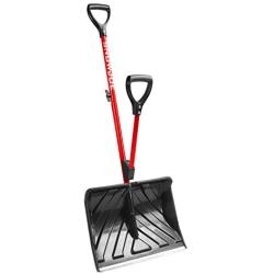 Snow Joe SJ-SHLV01-RED Shovelution Strain-Reducing Snow Shovel | 18-Inch | Spring Assisted Handle (Red)