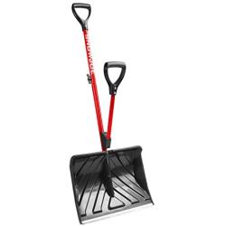 Snow Joe SJ-SHLV01-RED Shovelution Strain-Reducing Snow Shovel | 18-Inch | Spring Assisted Handle (Red)