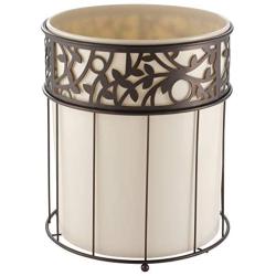 iDesign Vine Metal and Plastic Wastebasket Trash Can Garbage Can for Bathroom, Bedroom, Home Office, Kitchen, Patio, Dorm, College, Vanilla Tan and Bronze