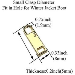 Yadaland Metal Solid Zipper Pull Tab Tag Handle Fixer 0.075inch(1.9mm) Small Clasp Diameter Fit in Hole for Winter Jacket Boot Jean Suitcase Luggage Coat Spring Lock Clip On No Tool Needed Gold 4Pack