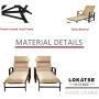 LOKATSE HOME Outdoor Patio Chaise Lounge Chair with Adjustable Backrest and Arms Metal Lounger Furniture All Weather, Khaki
