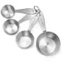 Measuring Cups and Spoons Set of 8 piece in 18/8 (304) Stainless Steel, Pan Shaped Measuring Cups and Narrow Measuring Spoons for Dry and Liquid Ingredients.