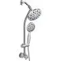 AquaDance 28'' Drill-Free Stainless Steel Slide Bar Combo Rain Showerhead 6-Setting Hand Revolutionary Low 3-Way Diverter for Easy Reach, Dual Shower Head Spa System - Chrome Finish AquaDance 28'' Drill-Free Stainless Steel Slide Bar Combo Rain Showerhead 6-Setting Hand Revolutionary Low 3-Way Diverter for Easy Reach, Dual Shower Head Spa System - Chrome Finish