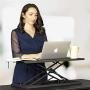 TSFUR Desktop Standing Desk Converter - 0.9” Ultra Thin Metal Computer Laptop Desk Stand - Portable Office Small Ergonomic Height Adjustable Sit Stand Up Desk - Office Supplies Accessories (Black)