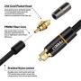 FIRBELY Digital Optical Audio Toslink Cable Male to Male- 24K Glod Plated Metal Connectors and Braided Jacket 10 feet