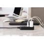 GE Designer 1 Ft Power Strip with 6 Inch Braided Extension 3 Grounded Outlets, Flat Plug, Mini Cord, Premium, Black, 45191
