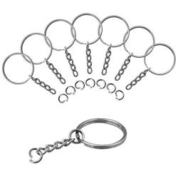 90 Pack 1 Inch Small Size Metal Steel Split Key Rings Keychain Parts with Open Jump Ring Connector for Home and Crafts