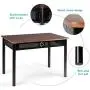 TANGKULA 5 Piece Dining Table and Chairs Set Vintage Retro Wood Top Metal Frame Padded Seat Dining Table Set Home Kitchen Dining Room Furniture TANGKULA 5 Piece Dining Table and Chairs Set Vintage Retro Wood Top Metal Frame Padded Seat Dining Table Set Home Kitchen Dining Room Furniture
