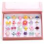 PinkSheep Little Girl Jewel Rings in Box, Adjustable, No Duplication, Girl Pretend Play and Dress Up Rings (24 Lovely Ring)