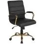 Flash Furniture Mid-Back Black LeatherSoft Executive Swivel Office Chair with Gold Frame and Arms Flash Furniture Mid-Back Black LeatherSoft Executive Swivel Office Chair with Gold Frame and Arms