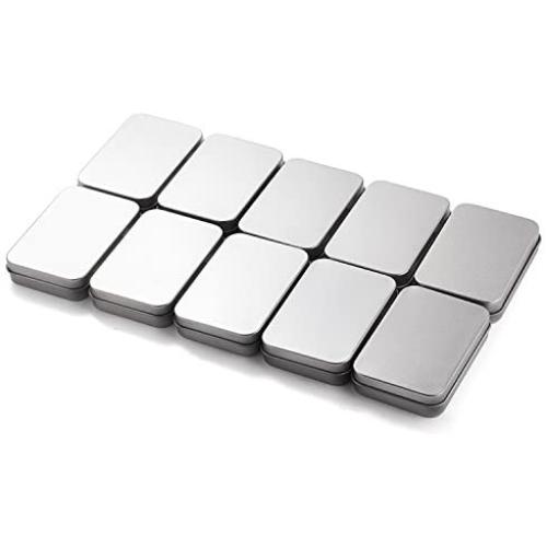 AIMITEI 12 Pack Silver Metal Rectangular Empty Tins Box Containers for Mints, Candies, Favors, Game Pieces, Geocaching & More, 3.7x2.4x0.8 inch AIMITEI 12 Pack Silver Metal Rectangular Empty Tins Box Containers for Mints, Candies, Favors, Game Pieces, Geocaching & More, 3.7x2.4x0.8 inch