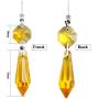 20 Pieces Chandelier Icicle Crystal U-Drop Prisms Lamp Parts Glass Pendants Beads for Wedding, Party or Holiday Decoration, 37mm, Yellow