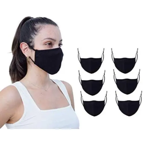 Simlu Fabric Face Mask Reusable with Adjustable Elastic, 2 Layer,Cotton, Breathable, Nose Wire Black Cloth face Mask Washable Simlu Fabric Face Mask Reusable with Adjustable Elastic, 2 Layer,Cotton, Breathable, Nose Wire Black Cloth face Mask Washable