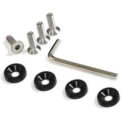 iJDMTOY 4pc JDM Racing Style M6 Black Aluminum Washers Bolts Kit Compatible with Car License Plate Frame, Fender, Bumper, Engine Bay, etc