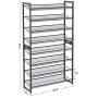 SONGMICS 8-Tier Shoe Rack, Set of 2 Stackable 4-Tier Shoe Organizers, Metal Mesh Shoe Shelf Storage, Adjustable Flat or Angled Shelves, Cool Gray ULMR08GB