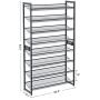 SONGMICS 8-Tier Shoe Rack, Set of 2 Stackable 4-Tier Shoe Organizers, Metal Mesh Shoe Shelf Storage, Adjustable Flat or Angled Shelves, Cool Gray ULMR08GB