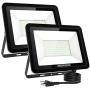 MORSEN 100W LED Flood Light 2 Pack,10000lm Super Bright Security Lights,IP66 Waterproof Outdoor Work Light,UL Certificated Plug,5000K Daylight White Floodlight for Yard,Garden,Garage,Rooftop,Patio
