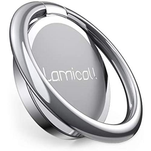 Cell Phone Ring Holder Finger Stand - Lamicall Phone Kickstand, Metal Grip Hook Work with Magnetic Car Mount, Compatible with Phone 12 Mini 11 Pro Xs Max XR X 8 7 6 6s Plus, Smartphone Accessories - S