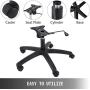 Mophorn Replacement Chair Base,Max Weight 350 Pounds,Stroke Length 5 Inch,with Bottom Plate Stand Cylinder and 5 Casters, 28 Inch, Black