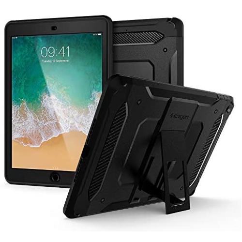 Spigen Tough Armor TECH with Custom-Fit Tempered Glass Designed for iPad 9.7 Case iPad 5th/6th Generation Case (2017/2018) - Black