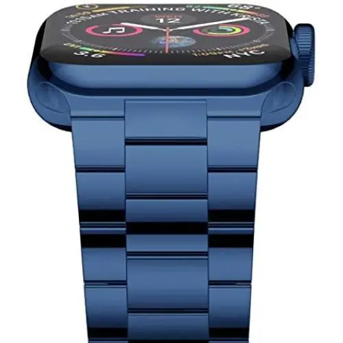 iiteeology Compatible with Apple Watch Band 40mm 38mm, Upgraded Version Solid Stainless Steel Band Business Replacement iWatch Strap for Apple Watch Series 6/5/4/3/2/1/SE - Blue