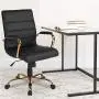 Flash Furniture Mid-Back Black LeatherSoft Executive Swivel Office Chair with Gold Frame and Arms Flash Furniture Mid-Back Black LeatherSoft Executive Swivel Office Chair with Gold Frame and Arms