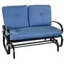 Giantex Loveseat Outdoor Patio Rocking Glider Cushioned 2 Seats Steel Frame Furniture (Navy)