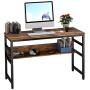 Ruitta 47'' Writing Computer Desk, Home Office Desk with Bookshelf, Writing Desk Study Writing Table, Stable Wood and Metal Frame, PC Notebook Laptop Table Study Desk (47'', Rustic Brown)
