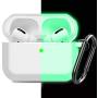 Compatible with AirPods Pro Case Cover Silicone Protective Case Skin for Airpods Pro 2019 (Front LED Visible) Clear Nightglow Green