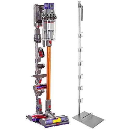 Accessory Storage Stand Holder Compatible with Dyson V11 V10 V8 V7 V6, Docking Station Holder Floor Stand for Dyson Cordless Vacuum Cleaners, Metal Organizer Bracket with 6 Hooks, Silver Gray