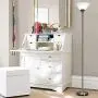 Metro Torchiere Modern Floor Lamp by Light Accents 71'' Tall Floor Light Brushed Nickel Metal with White Shade - Stand Up Lamp - Uplight Pole Light - Standing Lamp (Brushed Nickel)