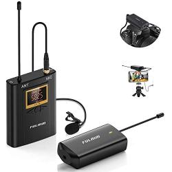 FULAIM WM300 Wireless Lavalier Microphone System, UHF 20-Channel Wireless Omni Lapel Microphone Compatible with iPhone, Android Phone, DSLR Camera for Video Recording, YouTube, Interview, Live, Vlog