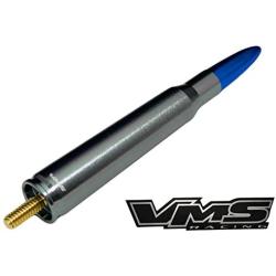 VMS Racing 50 Cal Caliber GUNMETAL BLUE TIP BULLET ANTENNA Heavy Gauge CNC Machined Billet Aluminum Short Compatible with GMC SIERRA 1500 2500 3500 07-19