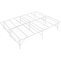 Naomi Home idealBase 14'' Foldable Metal Platform Bed Frame - Mattress Foundation - Box Spring Replacement Queen/White