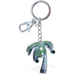 Aqua79 Palm Tree Keychain - Silver 3D Sparkling Charm Rhinestones Fashionable Stylish Metal Alloy Durable Keyring Bling Crystal Jewelry Accessory With Clasp For Keychain, Bag, Purse, Backpack, Handbag